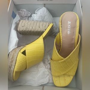 Yellow Platform Heeled Cork Mule